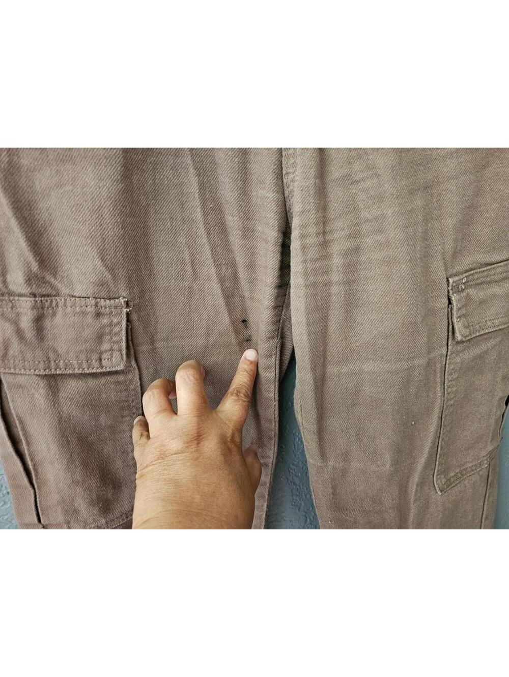Women's S.O.N.G Cargo Denim Pants Brown Straight Leg Size 1 / 25 Pockets Zip Fly - Picture 10 of 15